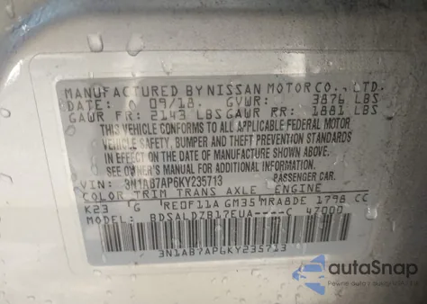 2019 Nissan Sentra Sv from USA, damaged, VIN 3N1AB7AP6KY235713